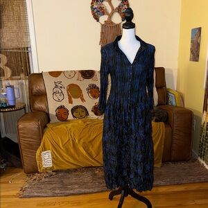 Chic Long Sleeve Navy Dress